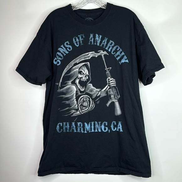 Sons Of Anarchy Grim Reaper Charming, CA Black Tshirt Size XL - Picture 1 of 7
